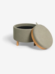 Casual Boucle Sage Green Ashton Upholstered Storage Stool - Image 7 of 8