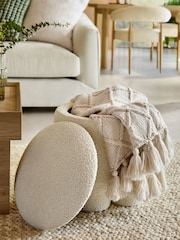 Casual Boucle Oyster Natural Bloor Storage Stool - Image 2 of 10