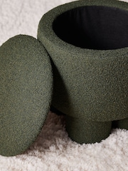 Casual Boucle Dark Olive Green Bloor Storage Stool - Image 2 of 7