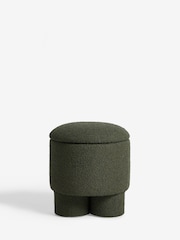Casual Boucle Dark Olive Green Bloor Storage Stool - Image 3 of 7
