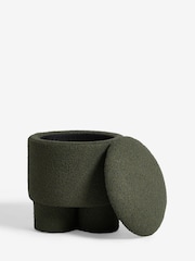 Casual Boucle Dark Olive Green Bloor Storage Stool - Image 4 of 7