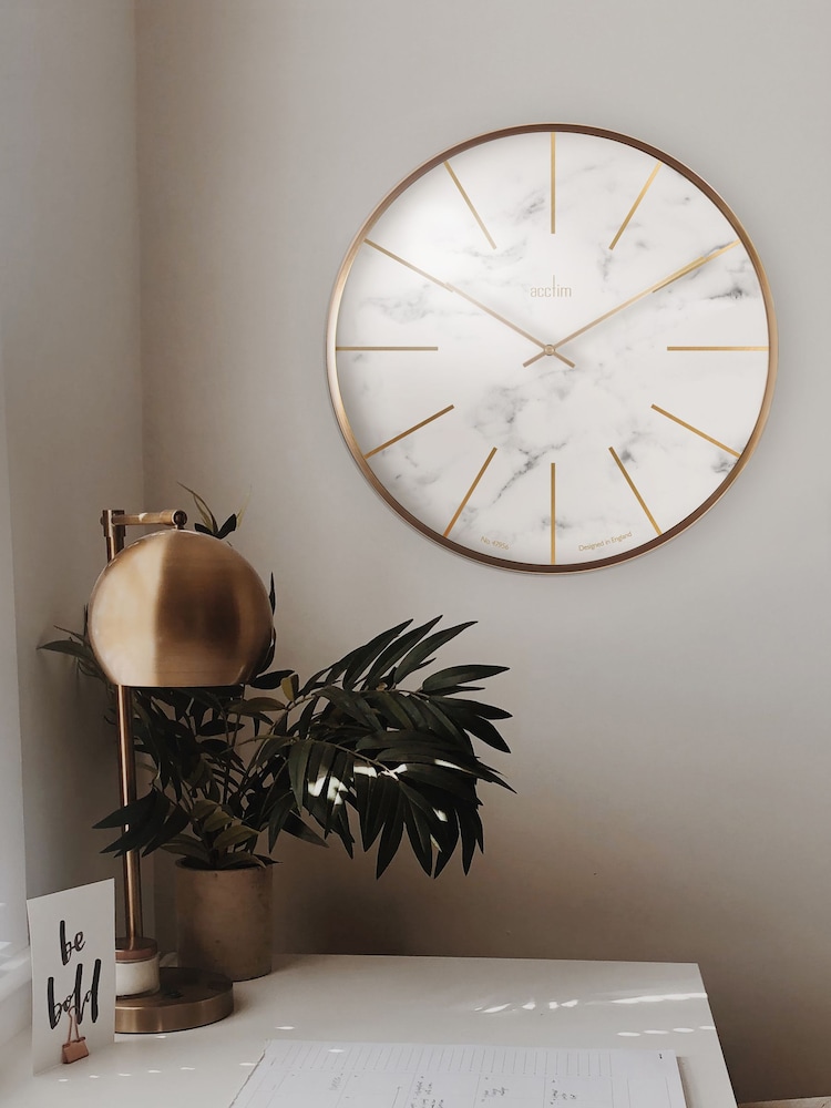 Acctim Clocks White Marble Luxe 30cm Wall Clock - Image 1 of 4