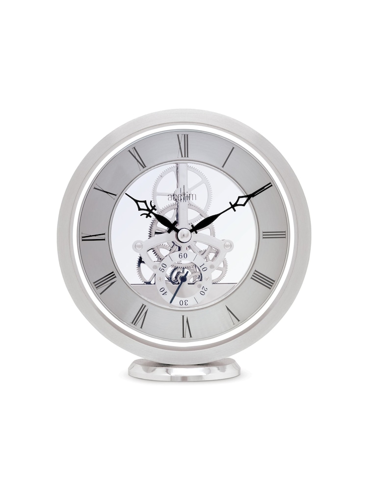 Acctim Clocks Silver Millendon Round Skeleton Mantel Clock - Image 2 of 6