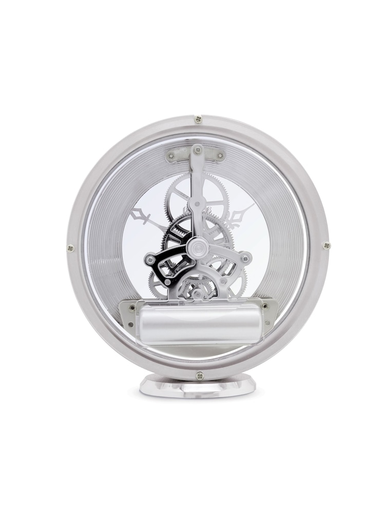 Acctim Clocks Silver Millendon Round Skeleton Mantel Clock - Image 6 of 6