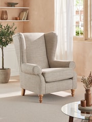 Chunky Weave Mid Natural Grande Sherlock Highback Armchair - Image 1 of 10