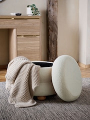 Soft Cosy Boucle Ivory Natural Lottie Storage Stool - Image 2 of 6