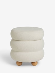 Soft Cosy Boucle Ivory Natural Lottie Storage Stool - Image 5 of 6