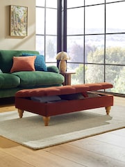 Buttoned Soft Velvet Rust Brown Albury Large Footstool - Image 2 of 10