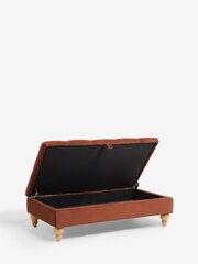 Buttoned Soft Velvet Rust Brown Albury Large Footstool - Image 5 of 10