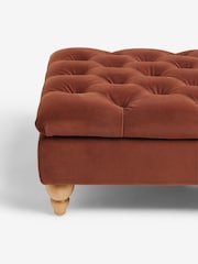 Buttoned Soft Velvet Rust Brown Albury Large Footstool - Image 6 of 10