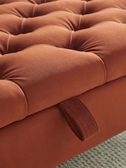 Buttoned Soft Velvet Rust Brown Albury Large Footstool - Image 7 of 10