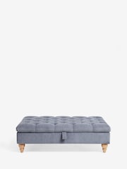 Buttoned Fine Chenille Granite Blue Albury Large Footstool - Image 6 of 9