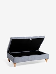 Buttoned Fine Chenille Granite Blue Albury Large Footstool - Image 7 of 9