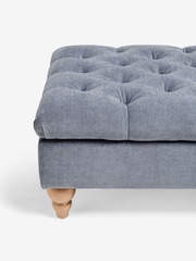 Buttoned Fine Chenille Granite Blue Albury Large Footstool - Image 8 of 9