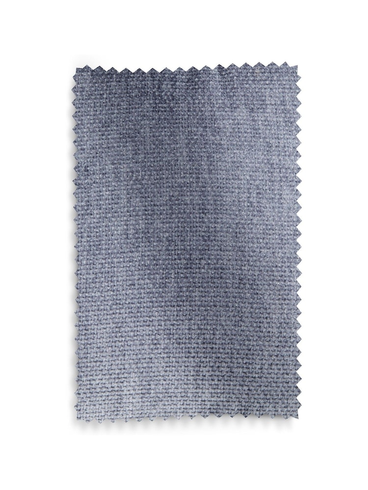 Buttoned Fine Chenille Granite Blue Albury Large Footstool - Image 9 of 9