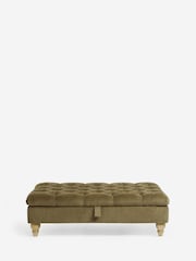 Buttoned Fine Chenille Moss Green Albury Large Footstool - Image 6 of 10