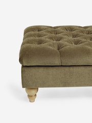 Buttoned Fine Chenille Moss Green Albury Large Footstool - Image 8 of 10