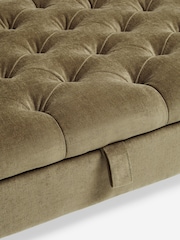 Buttoned Fine Chenille Moss Green Albury Large Footstool - Image 9 of 10