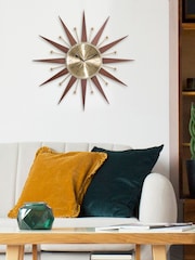 Acctim Clocks Brown Wolcott 49cm Wood and Metal Spoke Wall Clock - Image 1 of 5