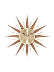 Acctim Clocks Brown Wolcott 49cm Wood and Metal Spoke Wall Clock - Image 3 of 5