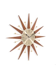 Acctim Clocks Brown Wolcott 49cm Wood and Metal Spoke Wall Clock - Image 5 of 5