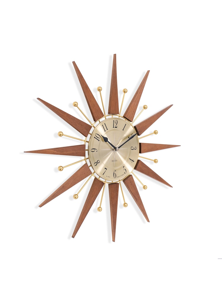Acctim Clocks Brown Wolcott 49cm Wood and Metal Spoke Wall Clock - Image 5 of 5