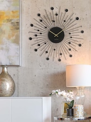 Acctim Clocks Matt Black Brielle 50cm Starburst Wall Clock - Image 1 of 4
