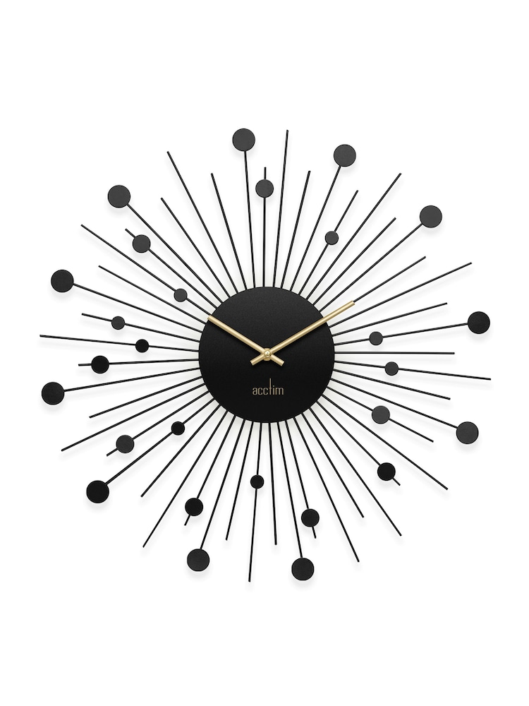 Acctim Clocks Matt Black Brielle 50cm Starburst Wall Clock - Image 2 of 4
