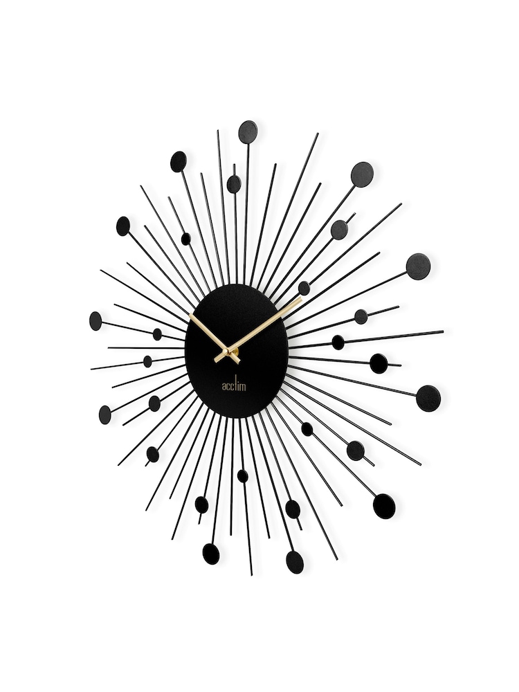 Acctim Clocks Matt Black Brielle 50cm Starburst Wall Clock - Image 4 of 4