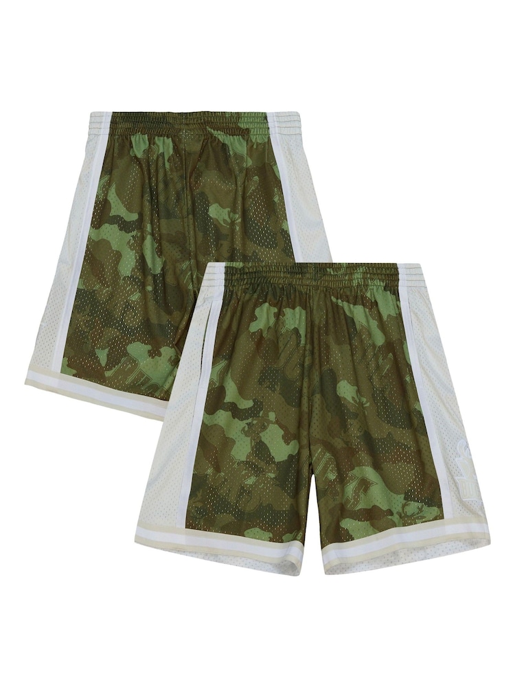 Fanatics Green NBA Milwaukee Bucks NBA 2000 Ghost Camo Swingman Shorts - Image 1 of 3