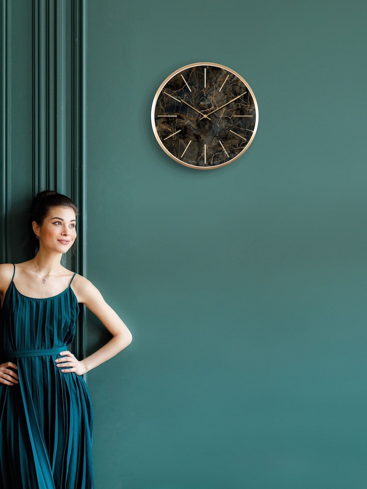 Acctim Clocks Green Marble Luxe 30cm Wall Clock - Image 1 of 4