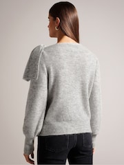 Ted Baker Grey Larbow Statement Bow Sweater - Image 2 of 6