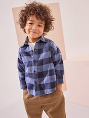 Blue/Navy Check Shirt Long Sleeve Check 100% Cotton Shirt (3mths-7yrs) - Image 1 of 7