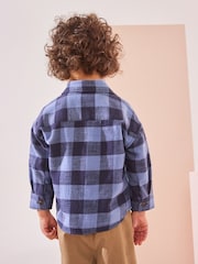 Blue/Navy Check Shirt Long Sleeve Check 100% Cotton Shirt (3mths-7yrs) - Image 3 of 7
