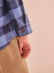 Blue/Navy Check Shirt Long Sleeve Check 100% Cotton Shirt (3mths-7yrs) - Image 4 of 7