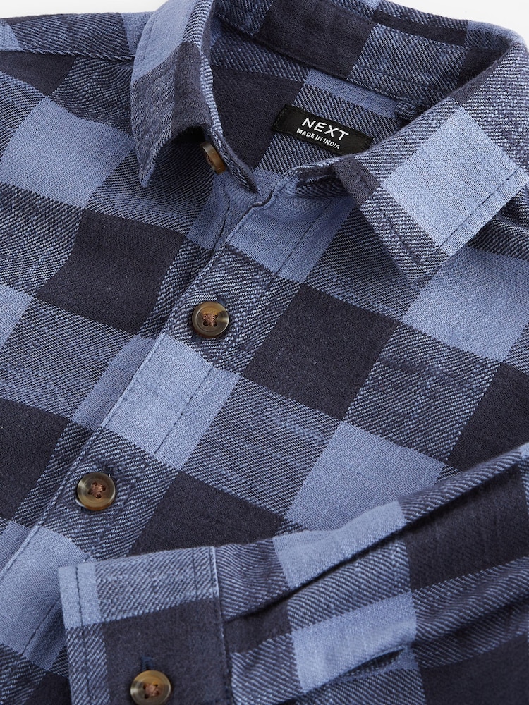 Blue/Navy Check Shirt Long Sleeve Check 100% Cotton Shirt (3mths-7yrs) - Image 7 of 7