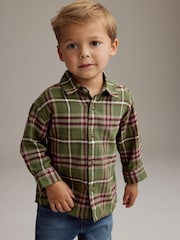 Green Check Long Sleeve Check 100% Cotton Shirt (3mths-7yrs) - Image 1 of 7