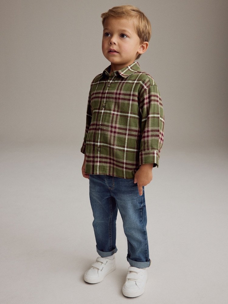 Green Check Long Sleeve Check 100% Cotton Shirt (3mths-7yrs) - Image 2 of 7