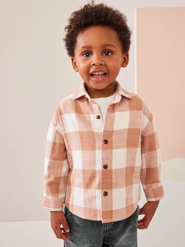 Rdečerjava/rjava - dolg rokav; z dolgimi rokavi Check 100% Cotton Shirt (3mths-7yrs) - Slika 1 iz 7 Rdečerjava/rjava - dolg rokav; z dolgimi rokavi Check 100% Cotton Shirt (3mths-7yrs) - Slika 1 iz 7