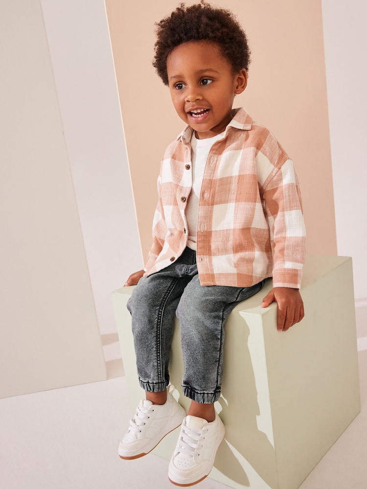 Rdečerjava/rjava - dolg rokav; z dolgimi rokavi Check 100% Cotton Shirt (3mths-7yrs) - Slika 2 iz 7 Rdečerjava/rjava - dolg rokav; z dolgimi rokavi Check 100% Cotton Shirt (3mths-7yrs) - Slika 2 iz 7
