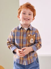 Blue/Yellow Character Pocket shirt Long Sleeve Check 100% Cotton Shirt (3mths-7yrs) - Image 1 of 8