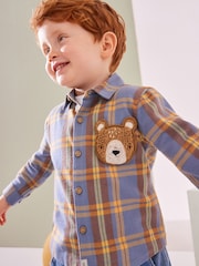 Blue/Yellow Character Pocket shirt Long Sleeve Check 100% Cotton Shirt (3mths-7yrs) - Image 2 of 8
