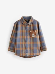 Blue/Yellow Character Pocket shirt Long Sleeve Check 100% Cotton Shirt (3mths-7yrs) - Image 4 of 8