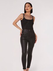 Apricot Black Diamante Mesh Vest - Image 1 of 4