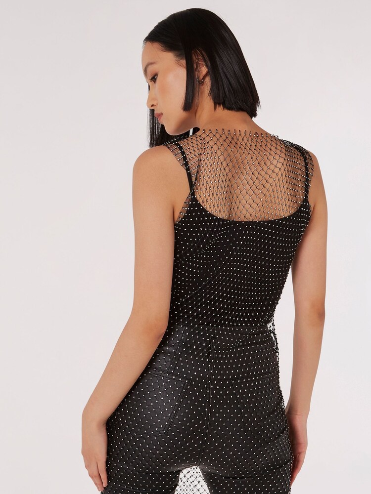 Apricot Black Diamante Mesh Vest - Image 2 of 4