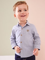 Grey Stripe Character Long Sleeve Oxford Shirt (3mths-7yrs) - Image 1 of 4