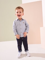 Grey Stripe Character Long Sleeve Oxford Shirt (3mths-7yrs) - Image 2 of 4