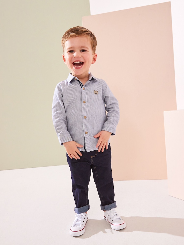Grey Stripe Character Long Sleeve Oxford Shirt (3mths-7yrs) - Image 2 of 4