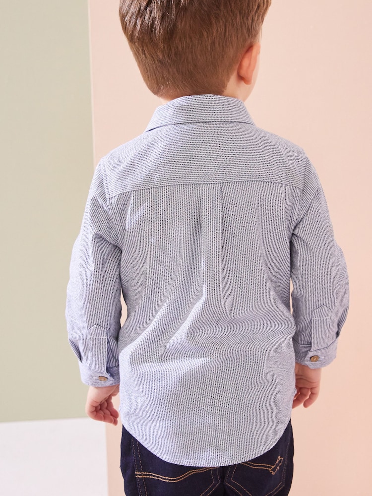 Grey Stripe Character Long Sleeve Oxford Shirt (3mths-7yrs) - Image 3 of 4