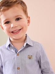 Grey Stripe Character Long Sleeve Oxford Shirt (3mths-7yrs) - Image 4 of 4